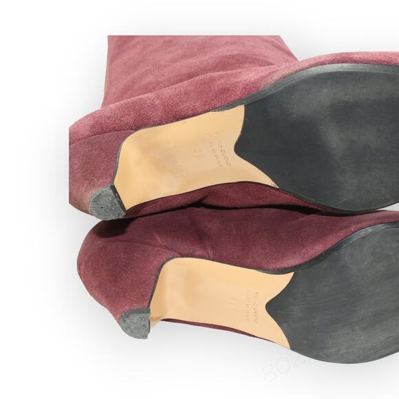 EU 38 ~ US 7.5/8 AnnaF Rosa Suede Sandy Boot KneeHigh 2.5" ConeHeel Italy Plum - Picture 16 of 16